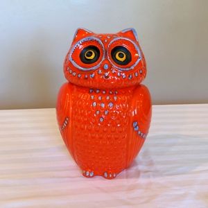 NWT Anthropologie Orange Owl Cookie Jar